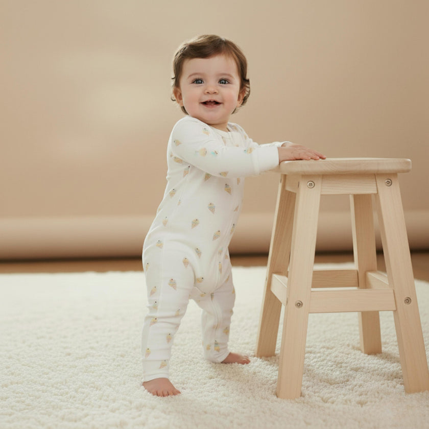 Organic 2-Way Zip Romper - Ice Cream