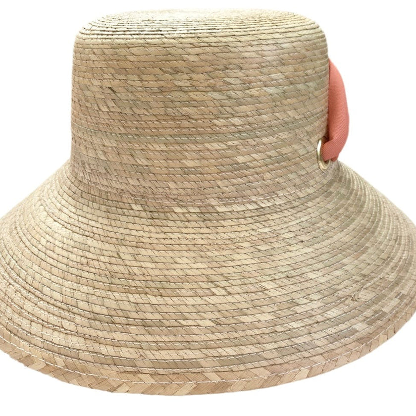 Clematis Bucket Hat (PreOrder Shipping June 15th) - Coral Wide & Short Grosgrain Ribbon