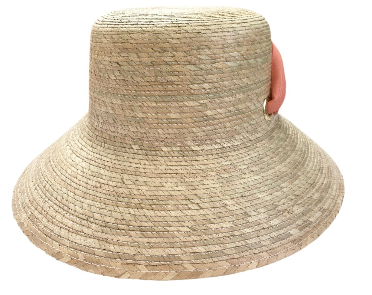 Clematis Bucket Hat (PreOrder Shipping June 15th) - Coral Wide & Short Grosgrain Ribbon