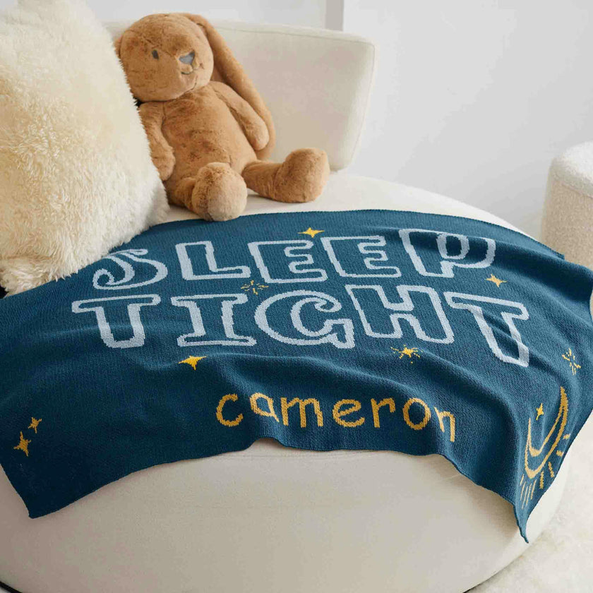 Custom Personalized Baby Sustainable Knit Throw Blanket - Sleep Tight