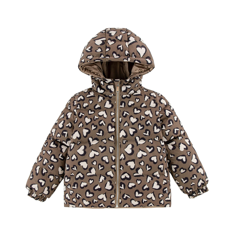 Alex Reversible Puffer Leopard Hearts