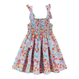 Girls Tiered Poplin Dress | White Strawberry