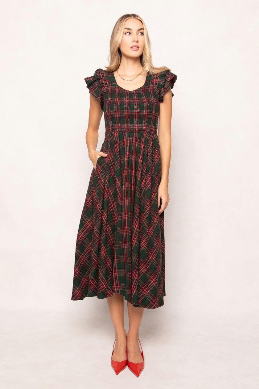 Hattie Dress in Evergreen Plaid