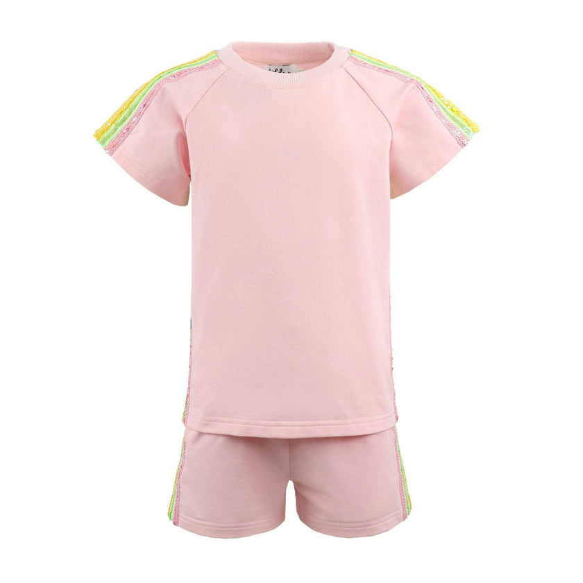 Pink Rainbow Stripe Short Set