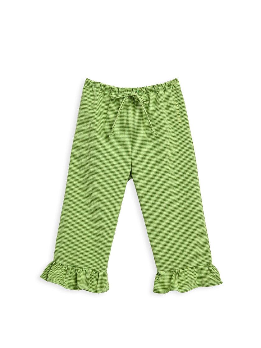 children's vichy frilled trousers - matcha green