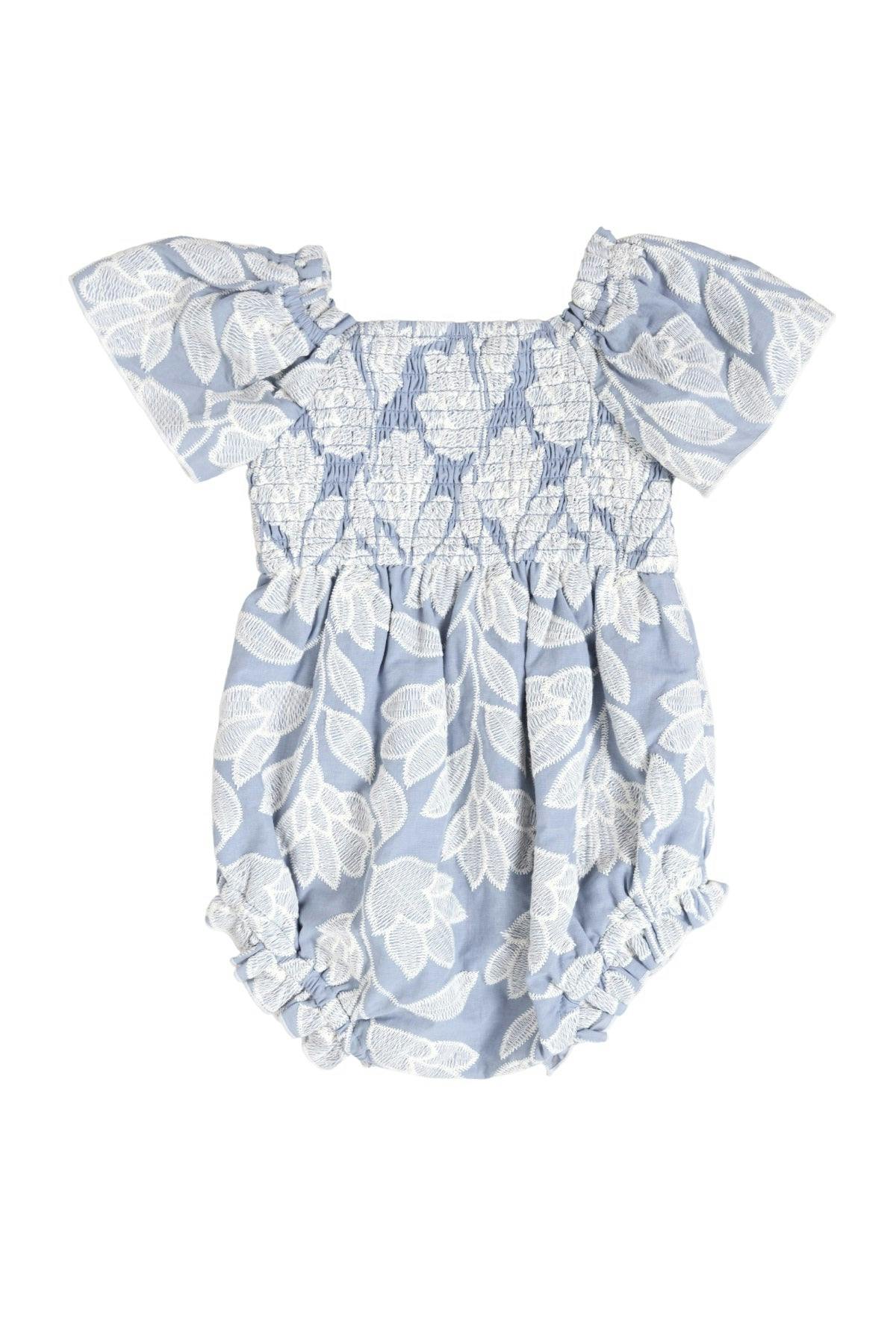 Baby Ophelia Romper in Mosaic Embroidery