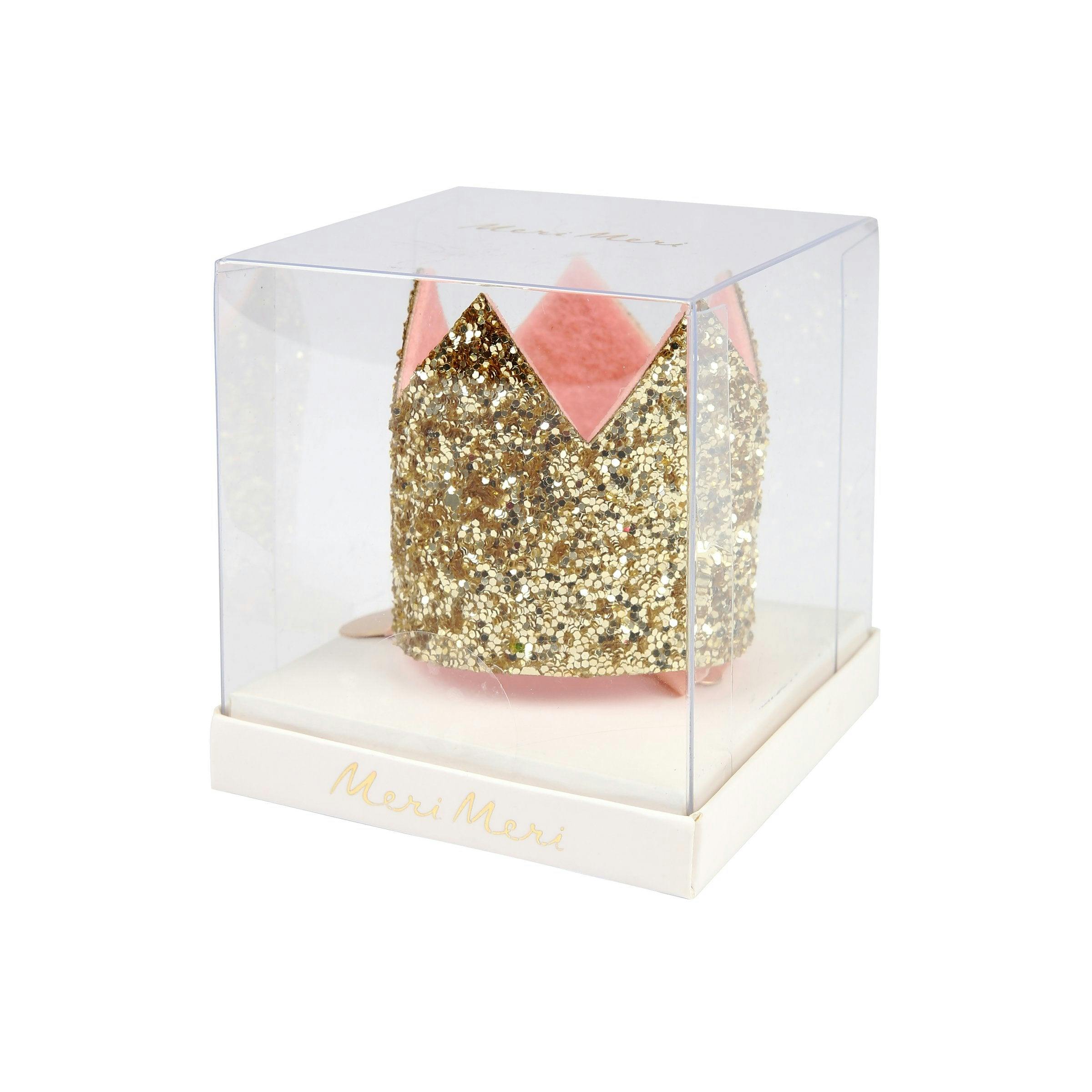 Mini Glittered Crown Hair Clip