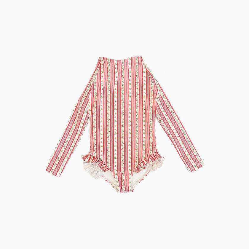 The Tiny Sora Rashguard - Pink Pansy Stripe