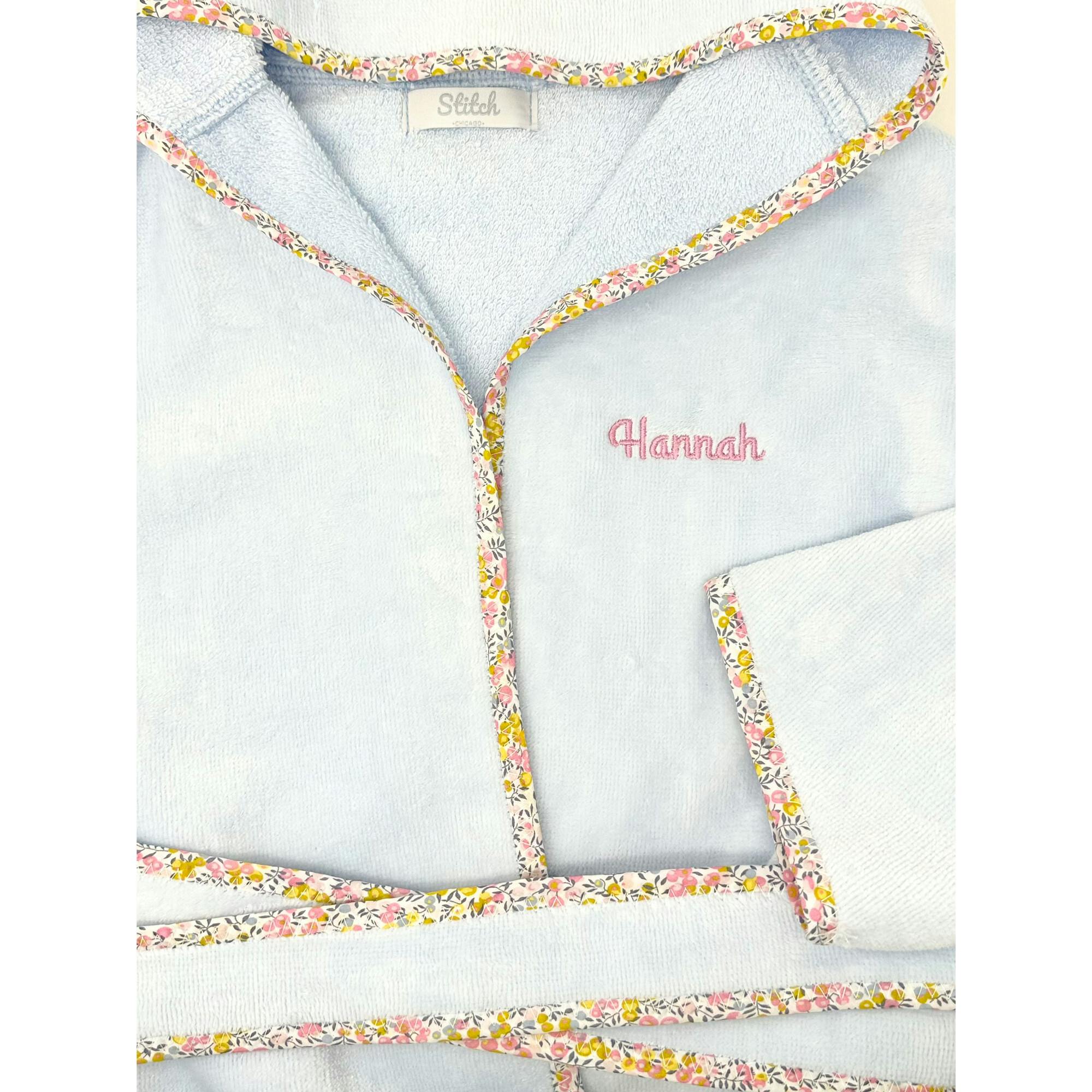Custom Embroidered Floral Terry Velour Robe