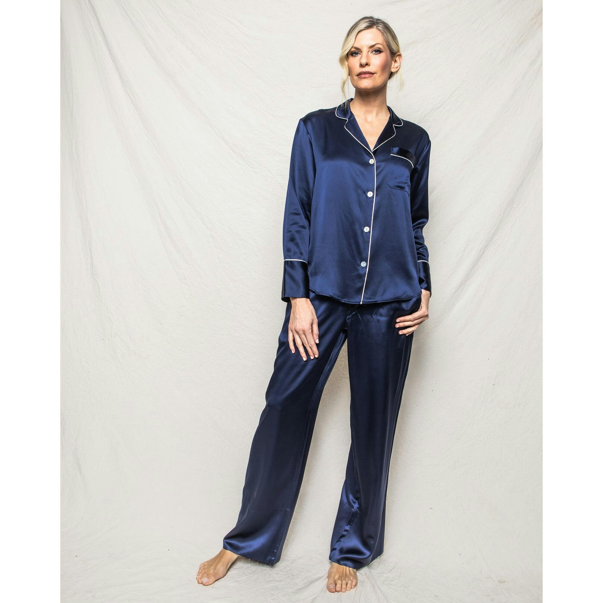 Women's Silk Pajama Set in Black