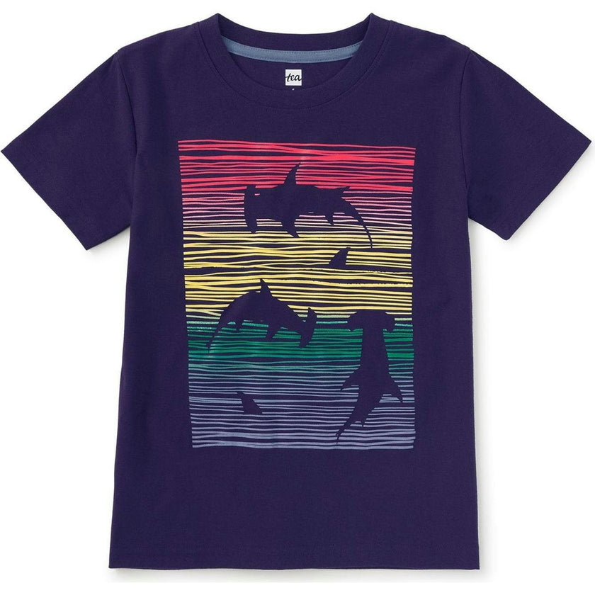Rainbow & Sharks Graphic Tee, Black