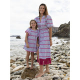Estelle Womens Fringed Shirtdress Marine Stripe Embroidery, Blue