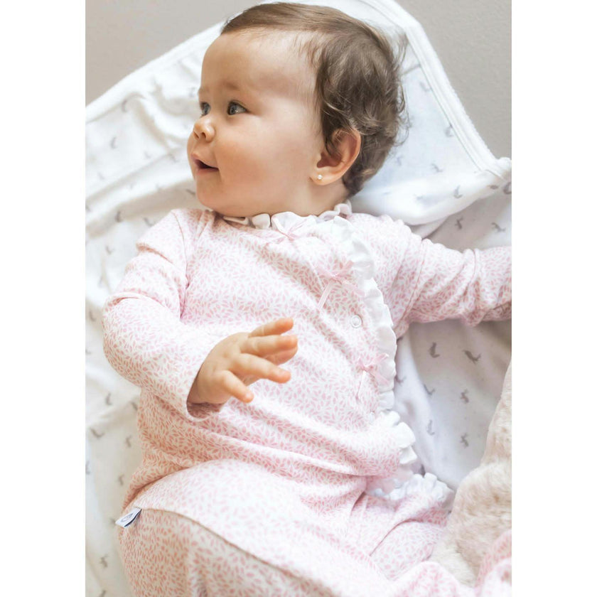 Pink Leaves Pima Baby Pajama