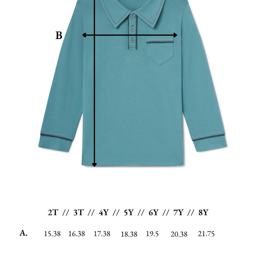 Jackson Long Sleeve Polo in Adriatic Blue