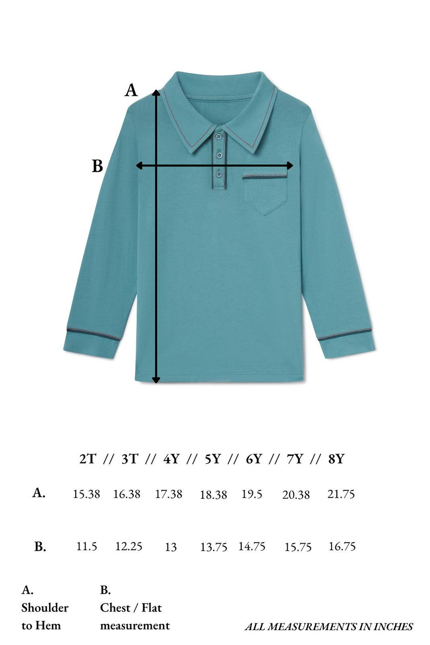 Jackson Long Sleeve Polo in Adriatic Blue