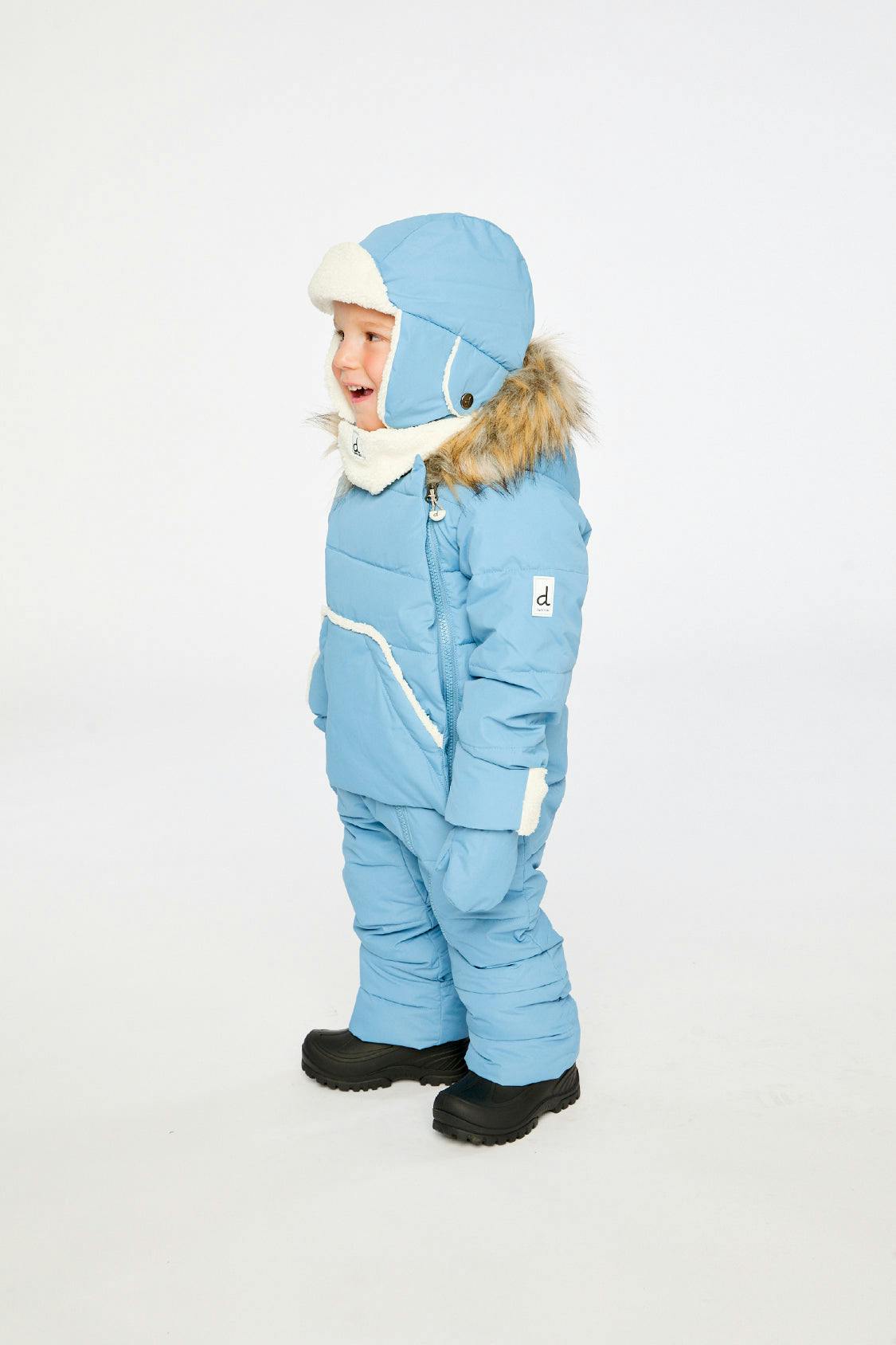 Baby Snug One Piece Snowsuit Adapted For Car Seats Blue Grey