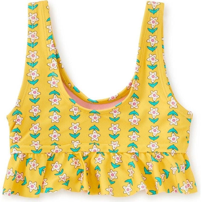 Ruffle Tankini Swim Top, Yellow