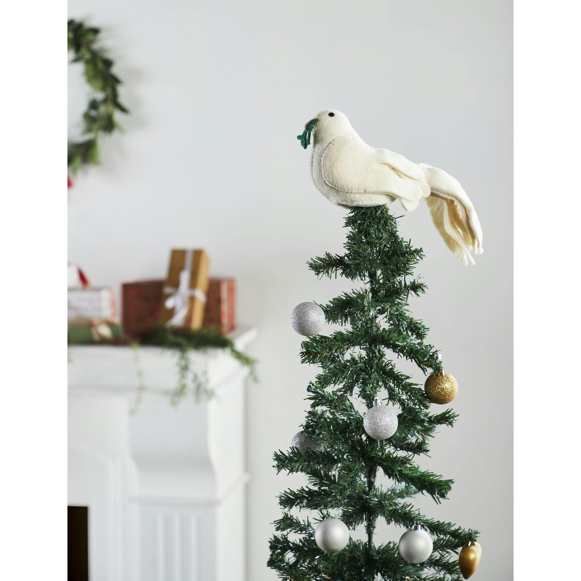 Handmade Hand Felted Wool Christmas Tree Topper - Dove