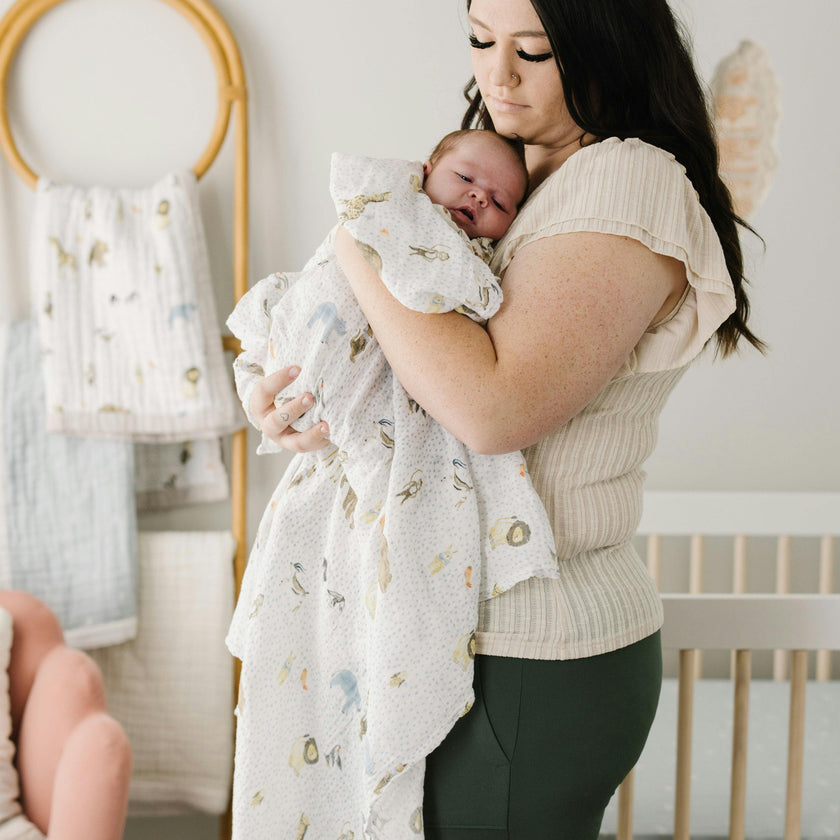 Cotton Muslin Swaddle Blanket 3 Pack - Party Animals