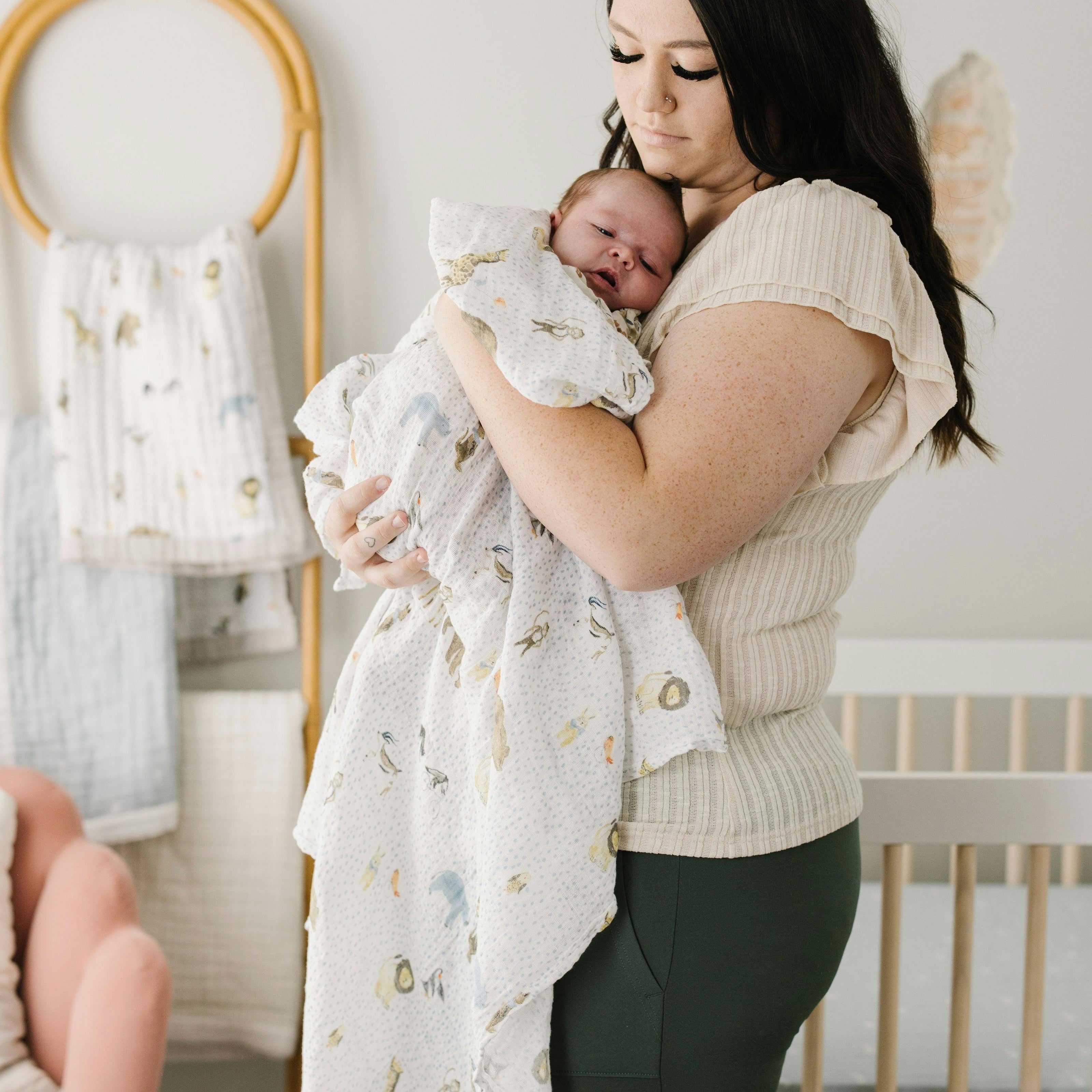 Cotton Muslin Swaddle Blanket 3 Pack - Party Animals