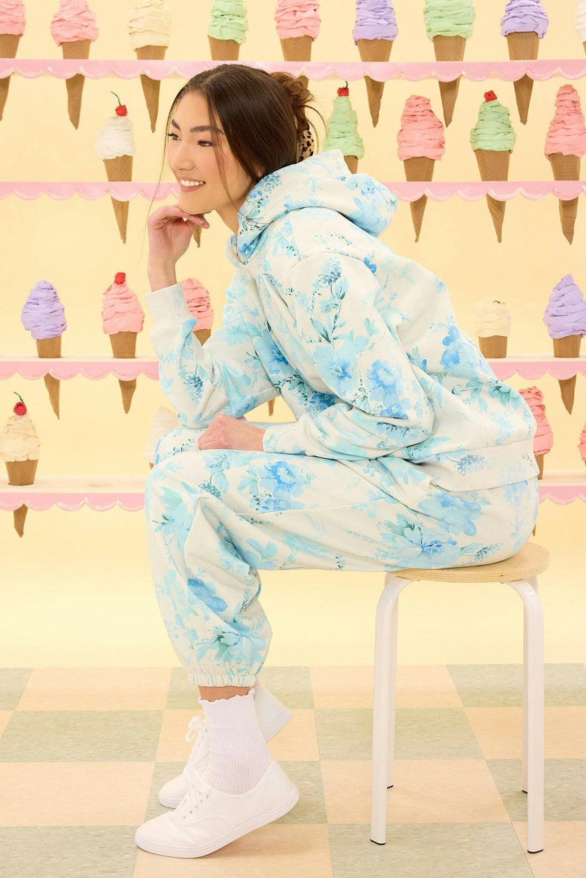 Kian Jogger Sweatpants in Blue Aquarelle Fleur