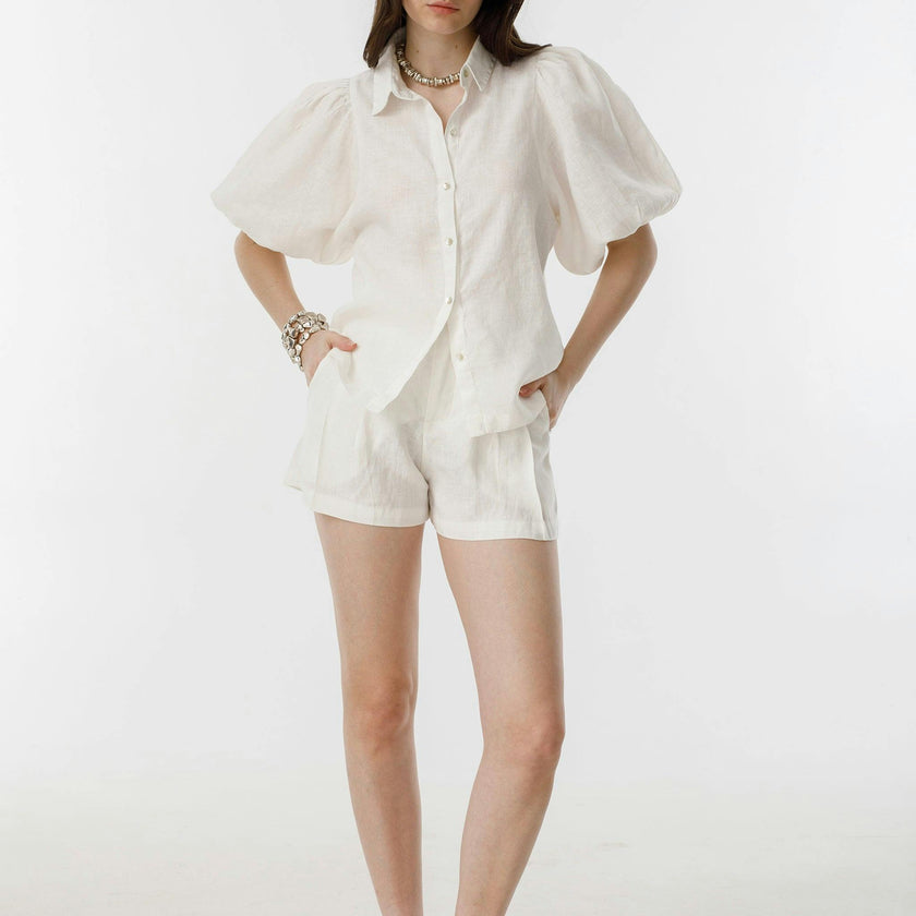Frida Linen Shorts - Off White
