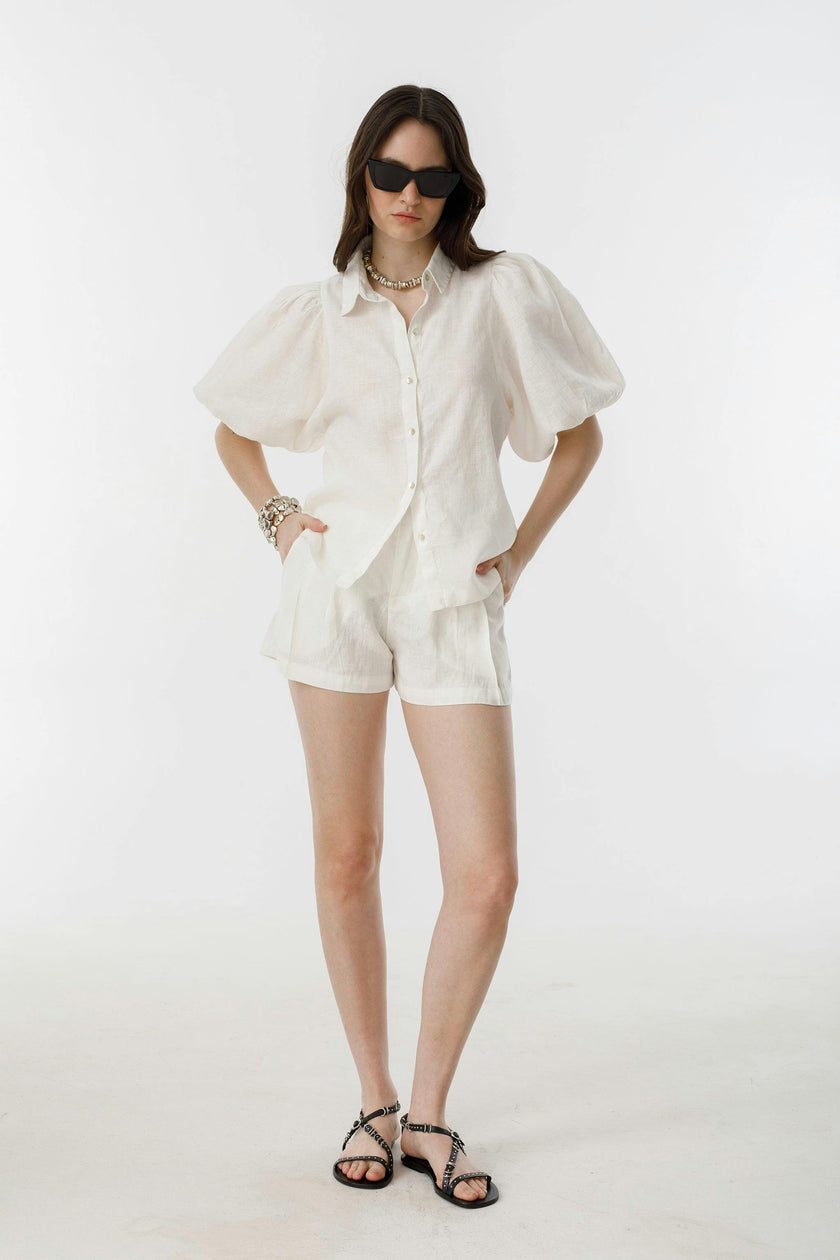 Frida Linen Shorts - Off White