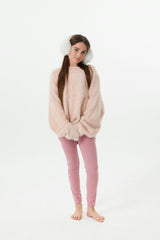 Maya Light Pink Fluffy Drop Shoulder Sweater