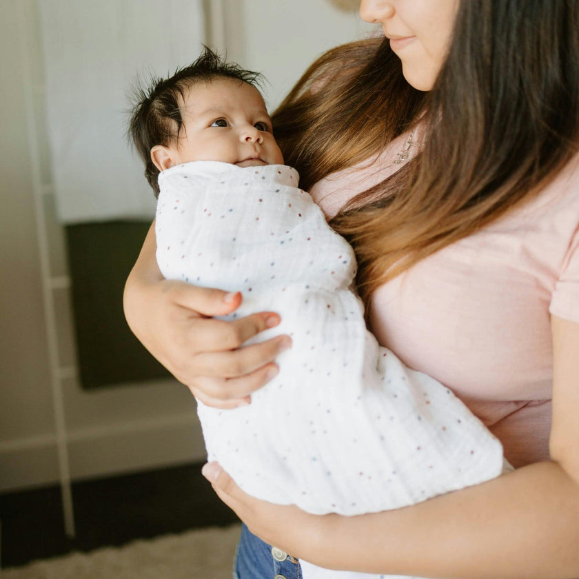 Cotton Muslin Swaddle Blanket - Dots
