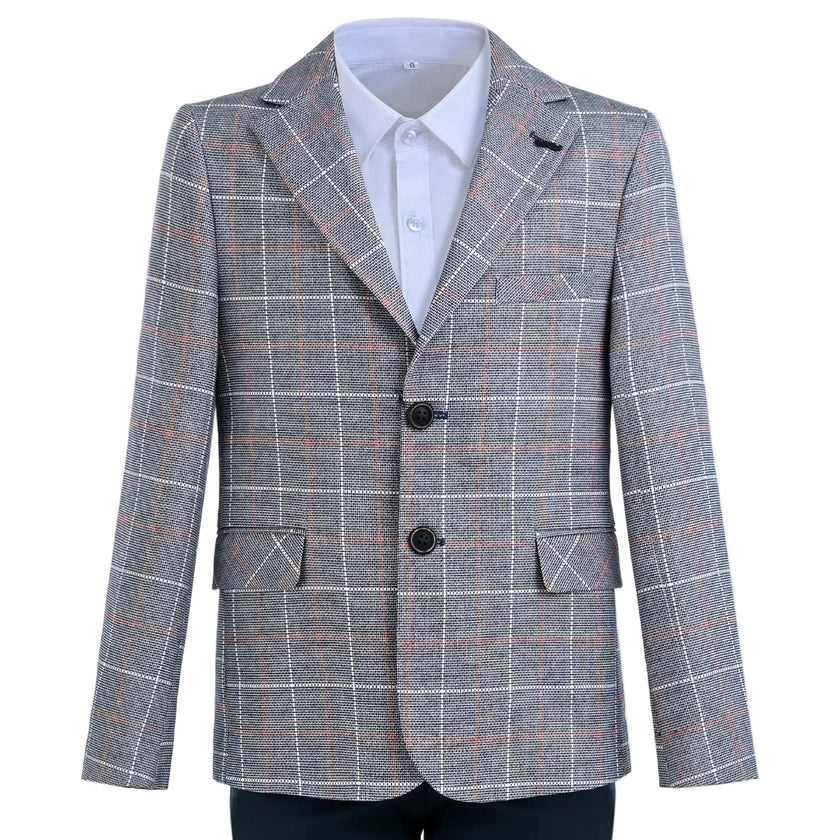 Blue Noah Plaid Blazer Suit Set with Shirt