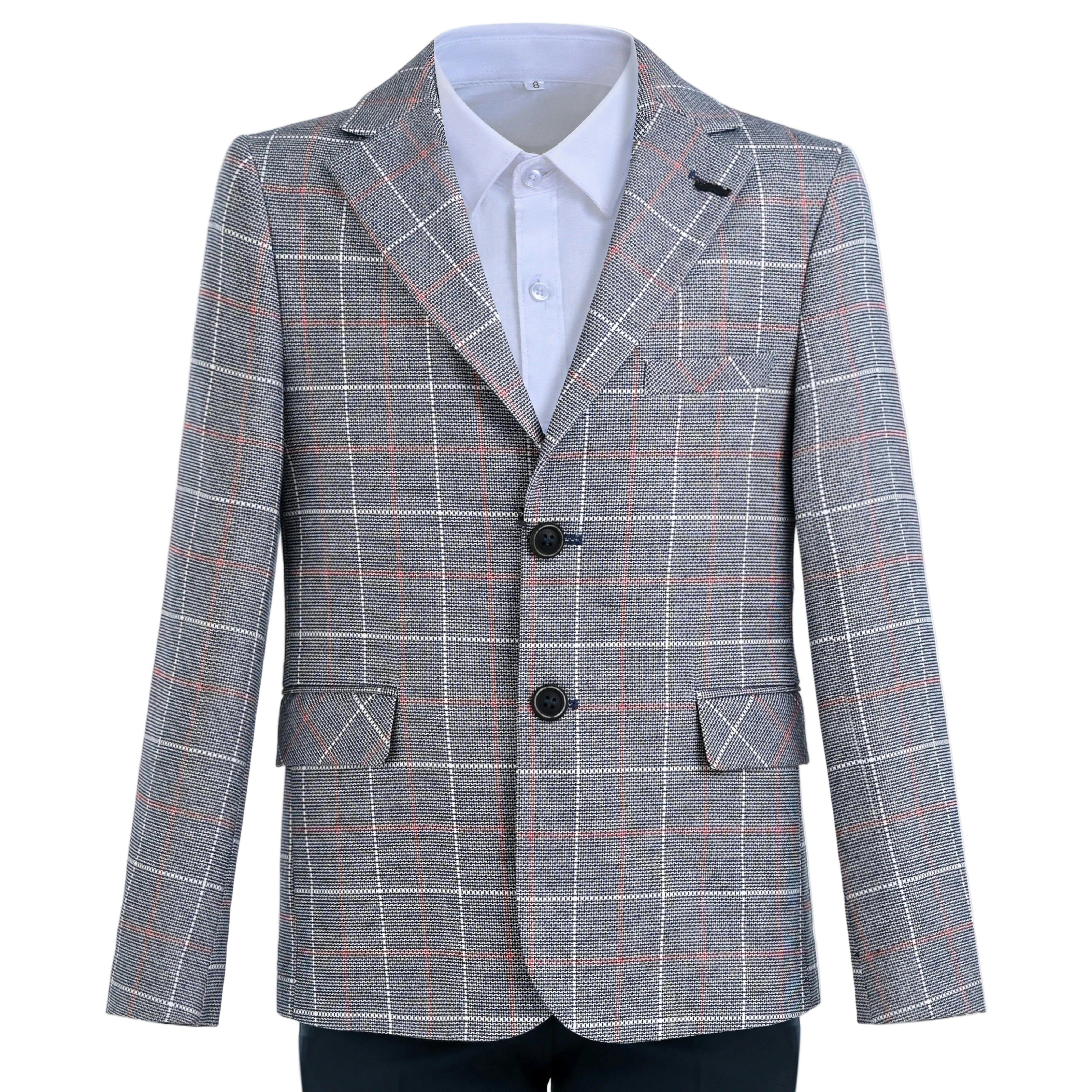 Blue Noah Plaid Blazer Suit Set with Shirt