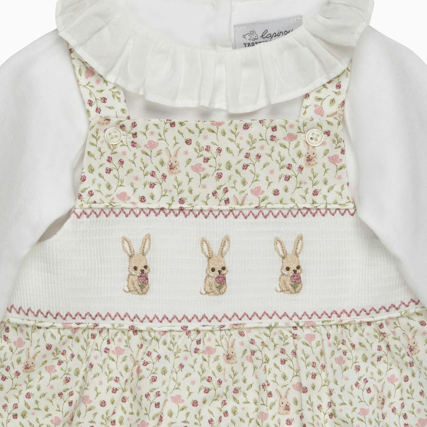 Baby Smocked Overalls Set in Bunny