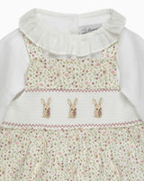 Baby Smocked Overalls Set in Bunny