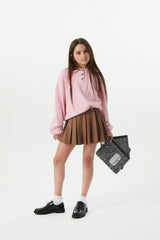 Klein Light Pink Cable Knit Collar Sweater