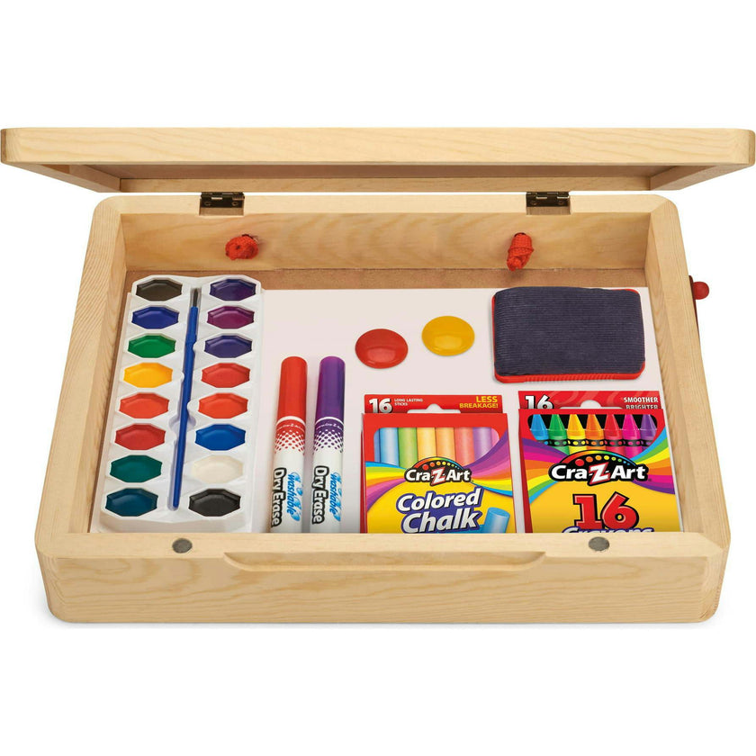 5-in-1 Portable Wooden Tabletop Art Easel with Chalkboard and Dry Erase Board