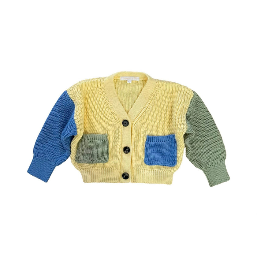 Oversized Colorblock Boys/Girls Knit Pocket Cardigan