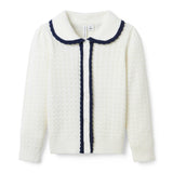The Scalloped Cable Knit Cardigan, white