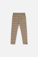 Treggings Beige Bow Tie Print