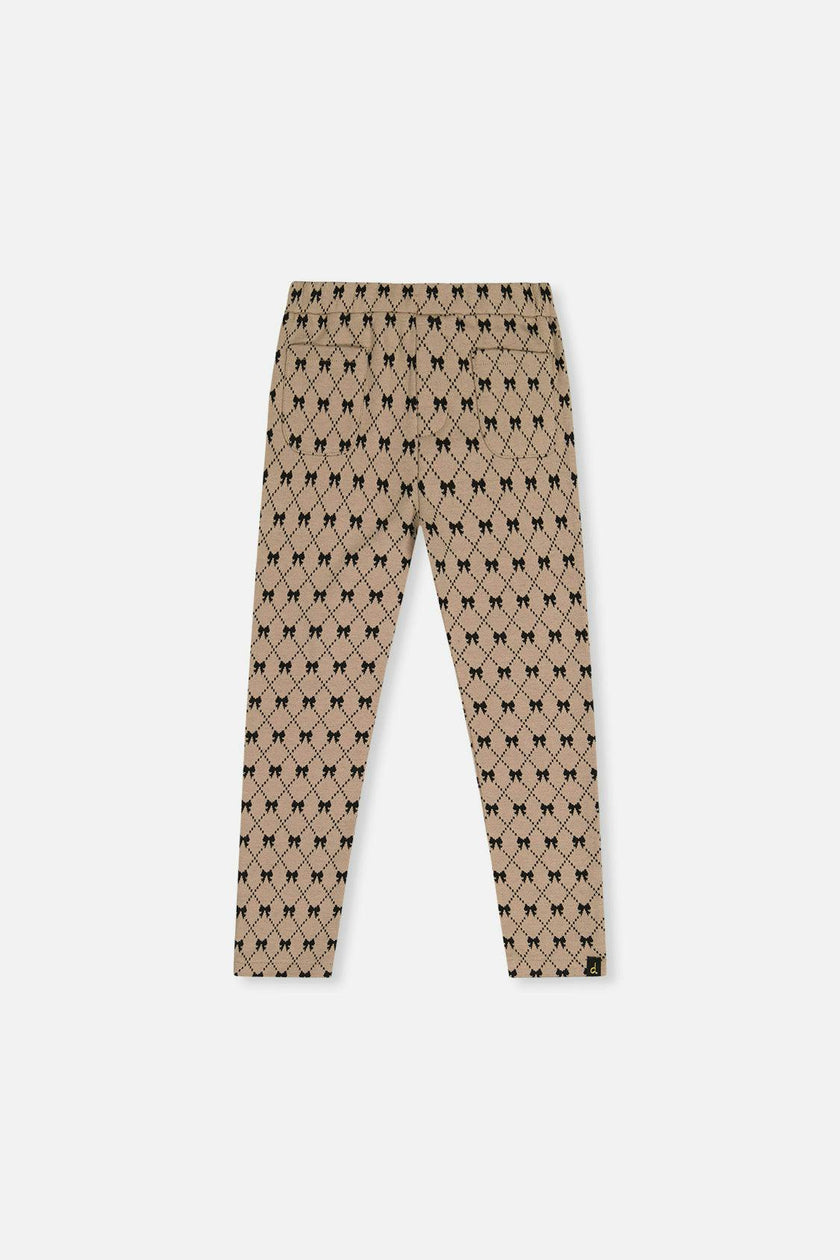 Treggings Beige Bow Tie Print