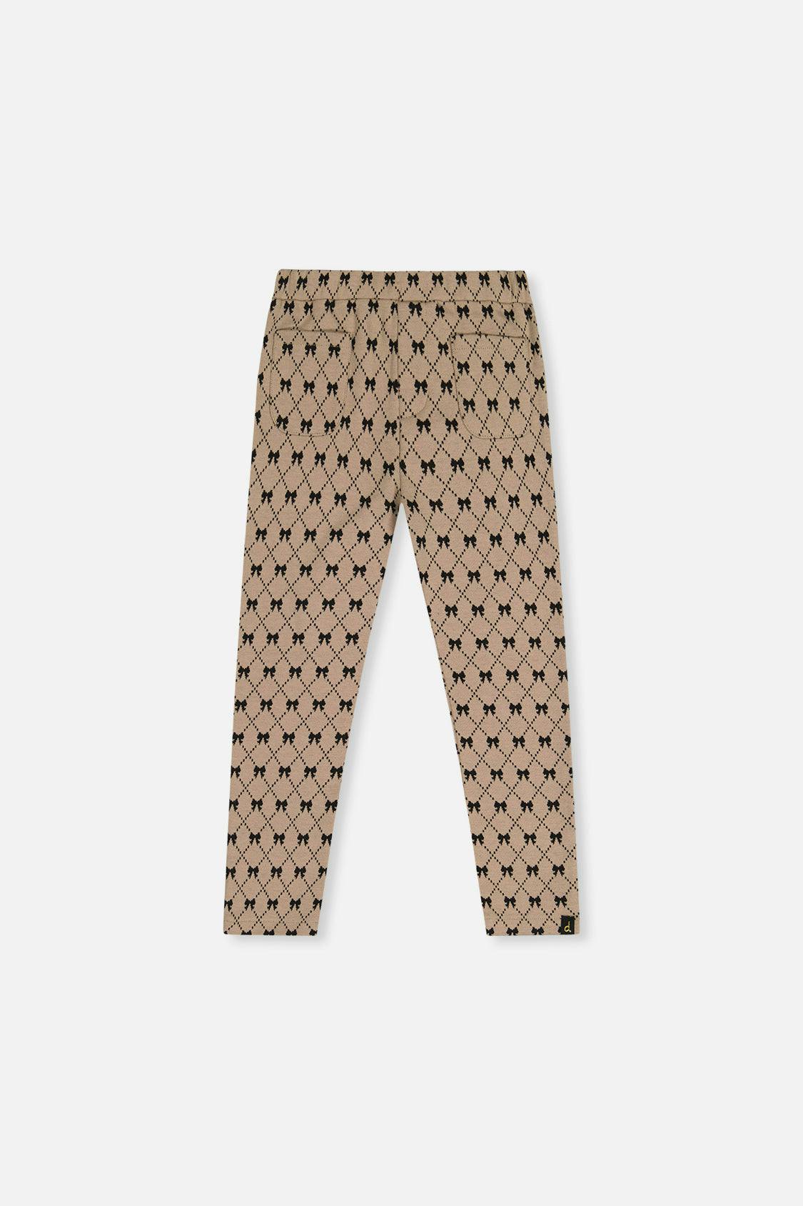 Treggings Beige Bow Tie Print