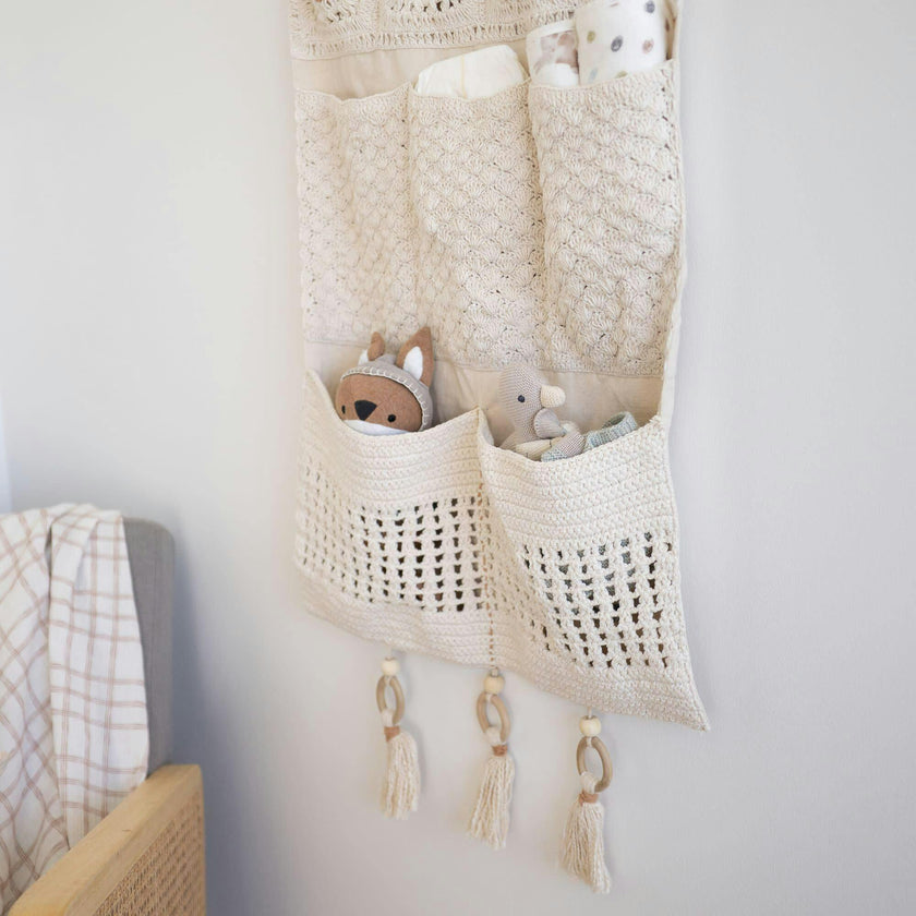 Charlie Farmhouse Wall Storage Organizer with Pockets