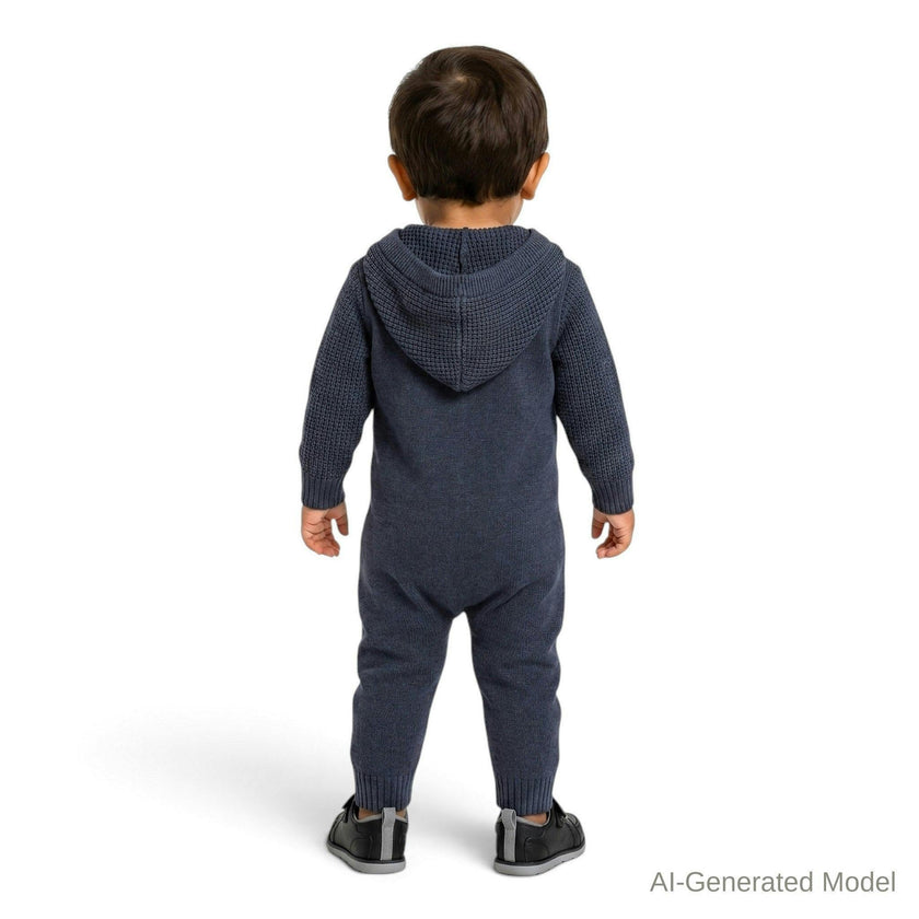 Infant Boys Hooded Sweater Romper | Navy