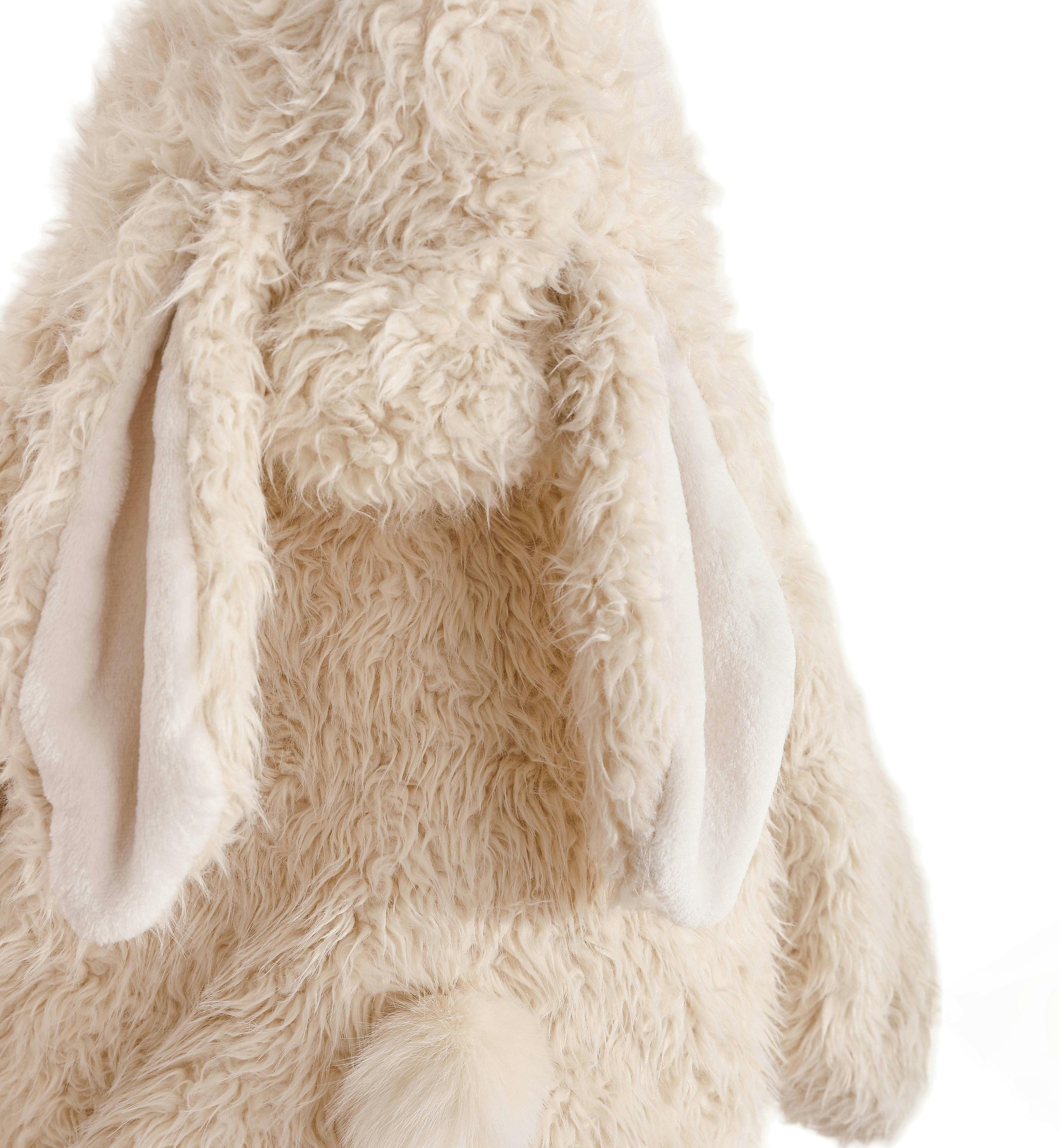 Cream Bunny-Eared Fuzzy Jacket