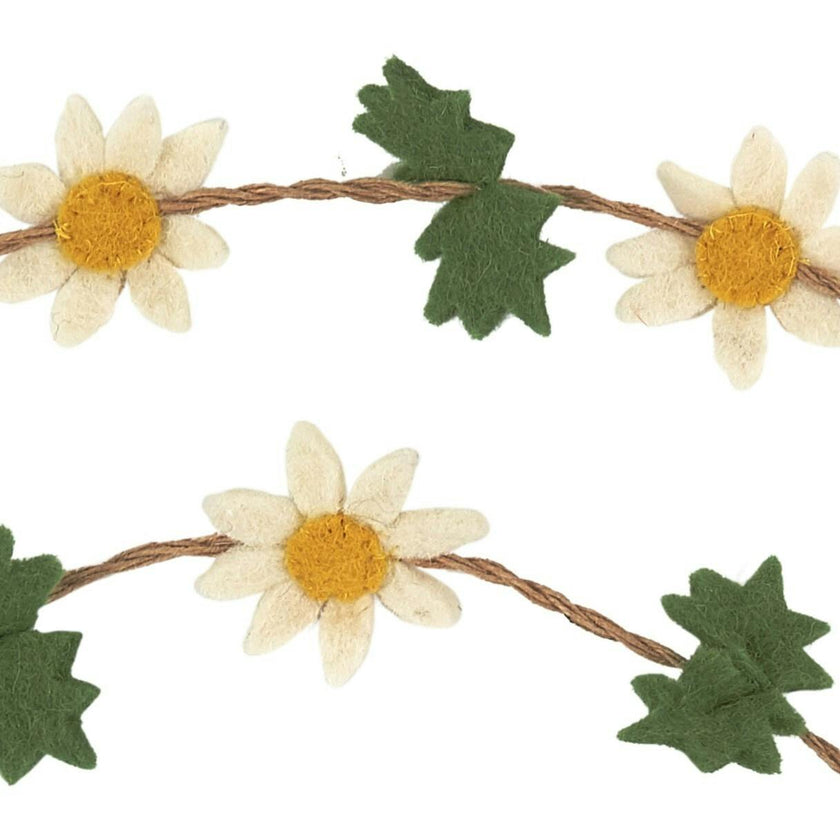 Handmade Garland and Bunting - Felt Daisies Jute - 6'