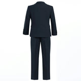Navy Peak Lapel Trim Wool Suit