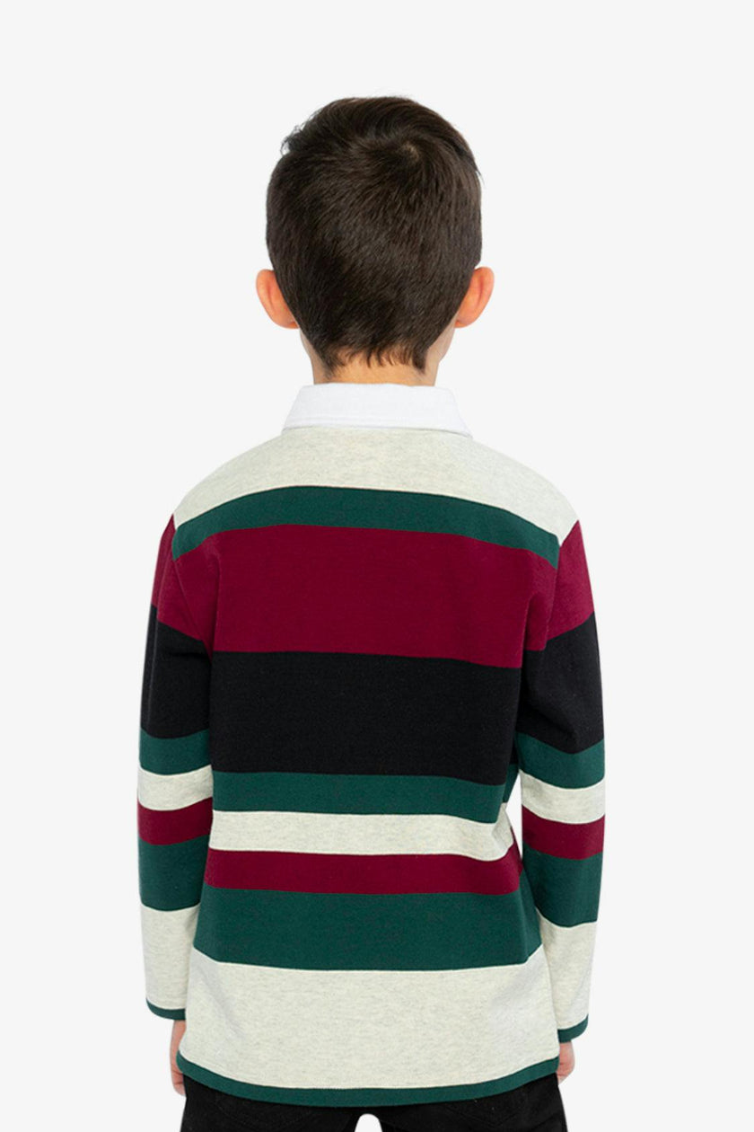 Polo Top Blue Striped Red, Green And Grey