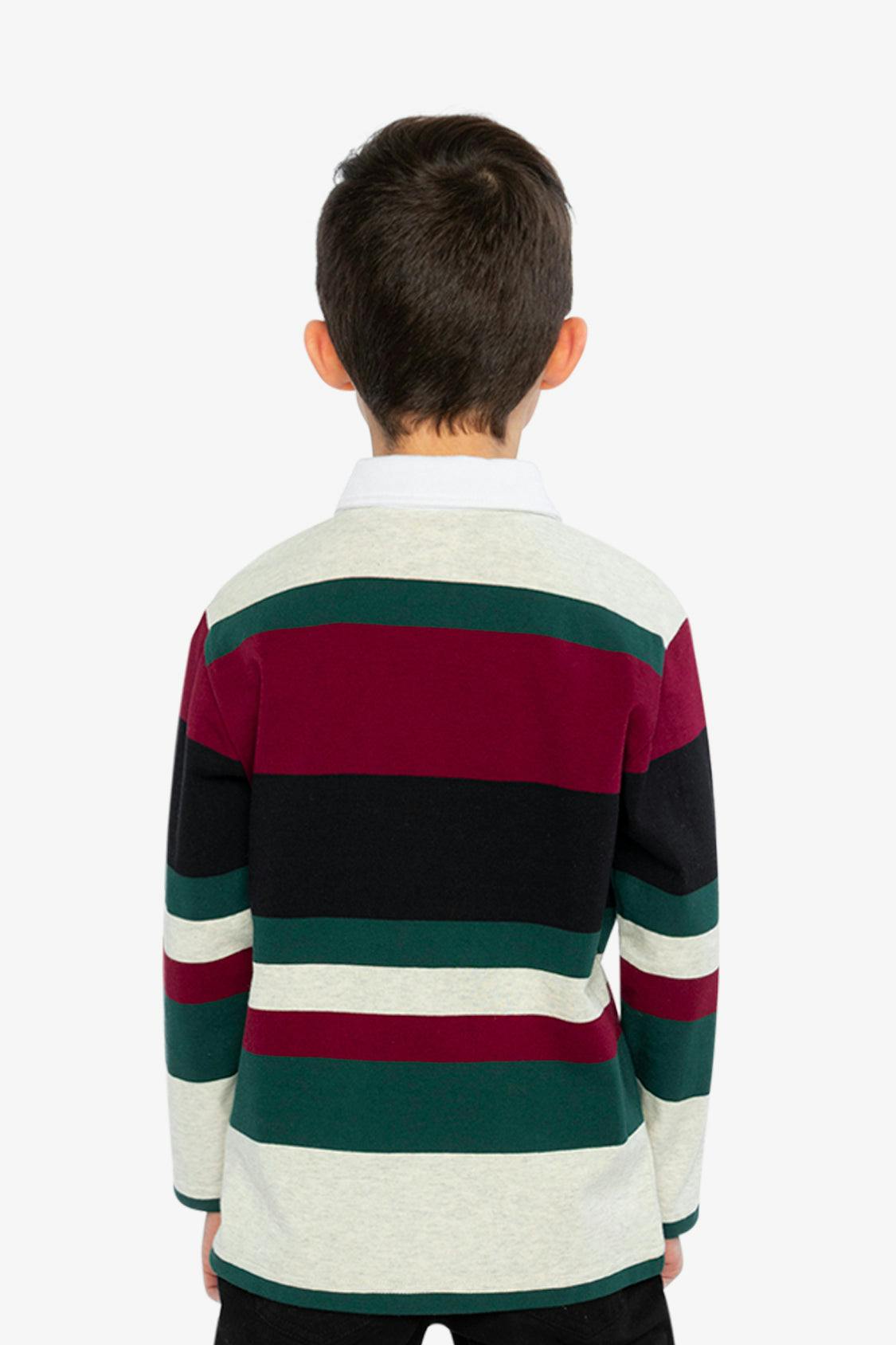 Polo Top Blue Striped Red, Green And Grey