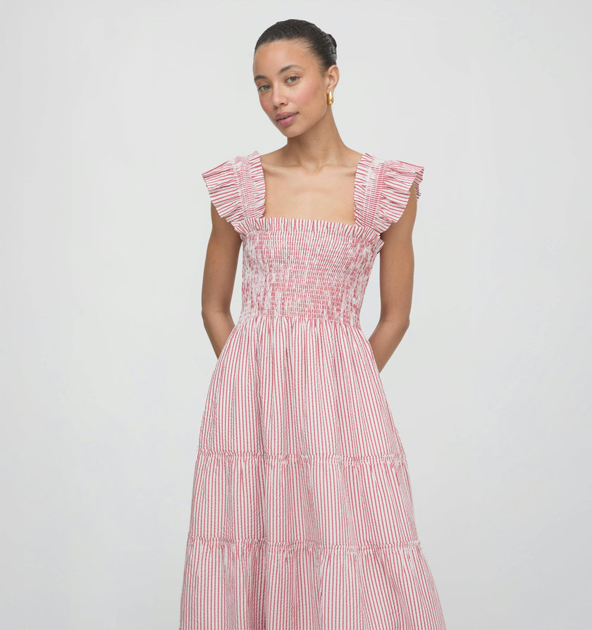 The Ellie Nap Dress - Red Ticking Stripe