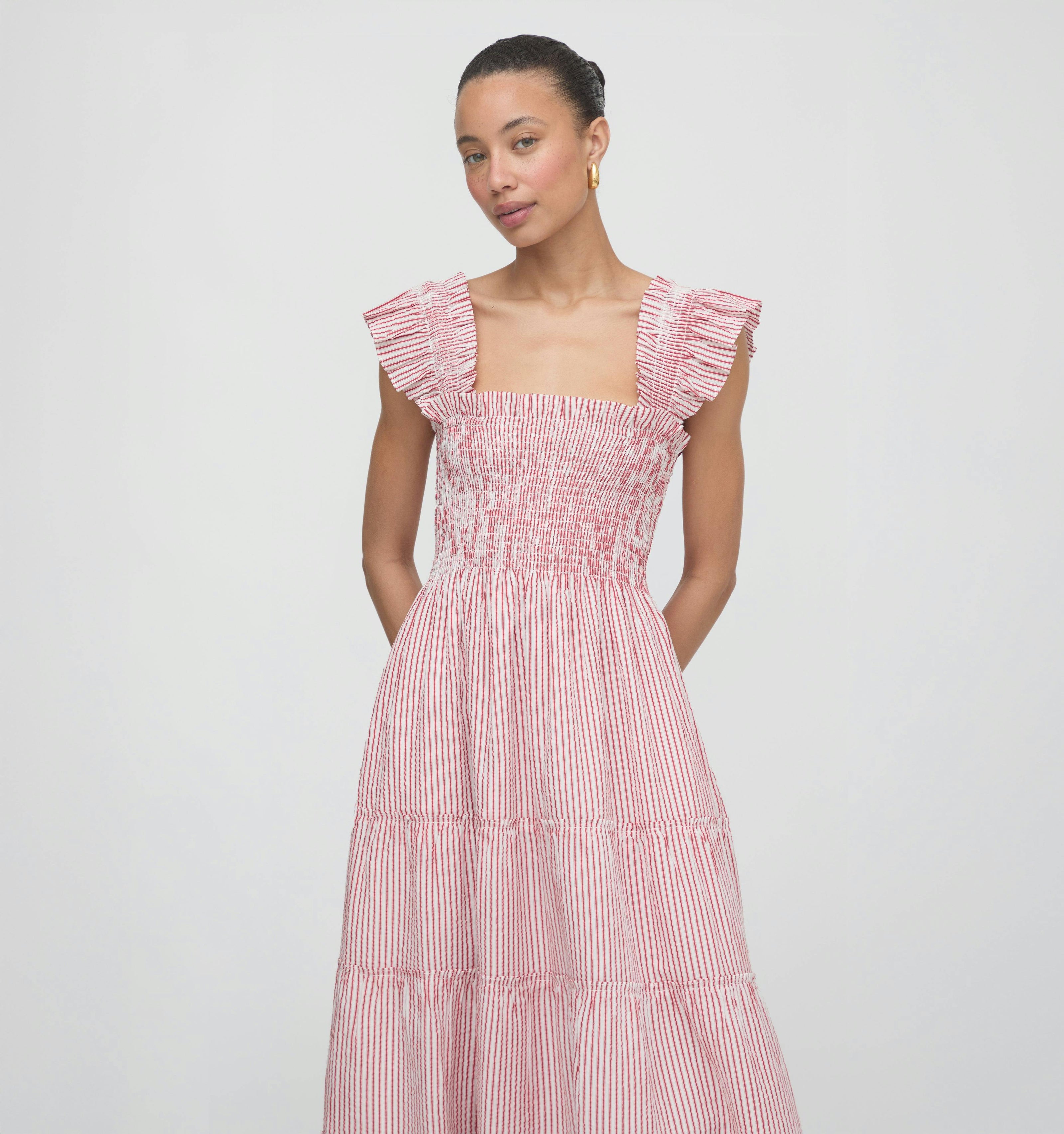 The Ellie Nap Dress - Red Ticking Stripe