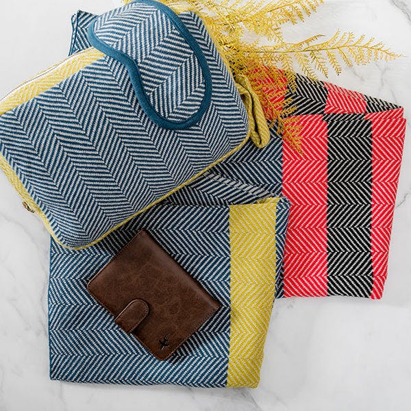 Chevron Stripes Organic Cotton Travel Blanket and Eye Mask Set